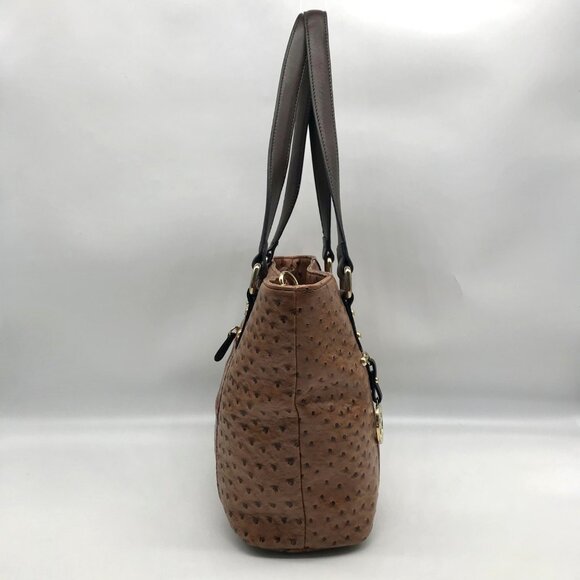 Giani Bernini Brown Embossed Ostrich Leather Handbag - Picture 3 of 11